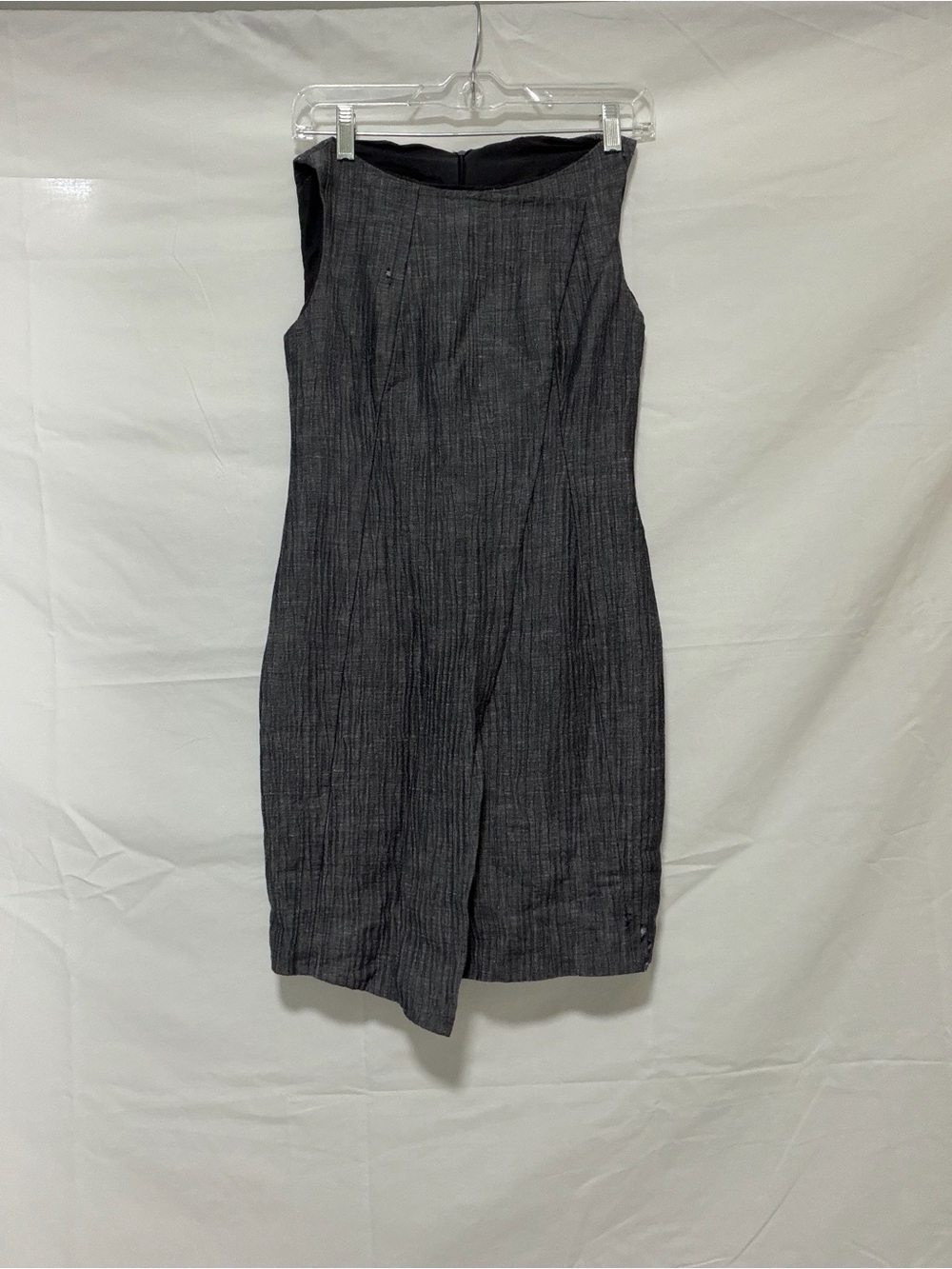 Akris Charcoal Textured Sleeveless Midi Sheath Dress